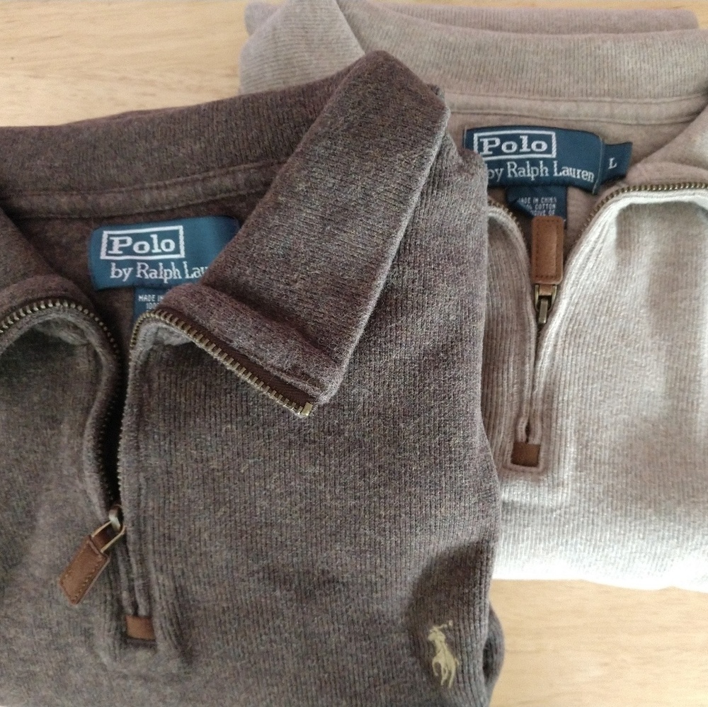Two Polo Ralph Lauren Quarter Zipper Sweater Large
